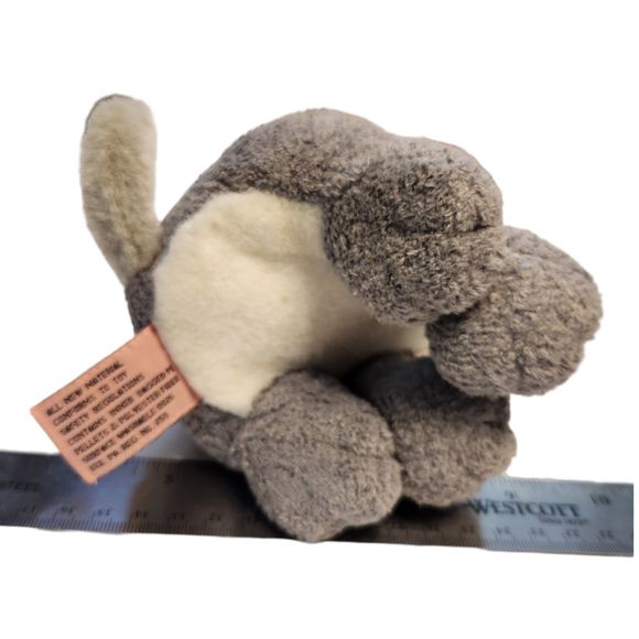 Schnauzer Gray and White Dog Stuffed Animal Plush with 'I Love You' collar 8" - Picture 7 of 7